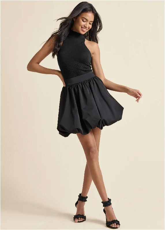 Taffeta Bubble Skirt  - Black