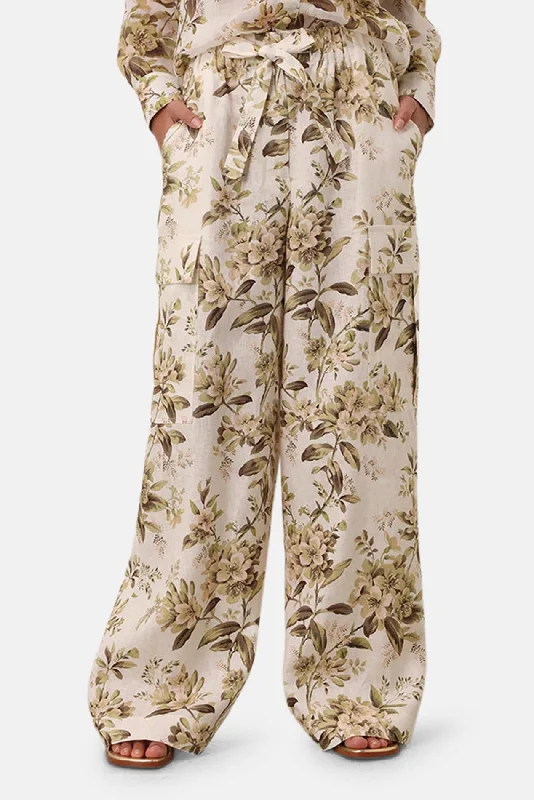 Simple Chic Golden Relaxed Pocket Pant Sage Toile Floral