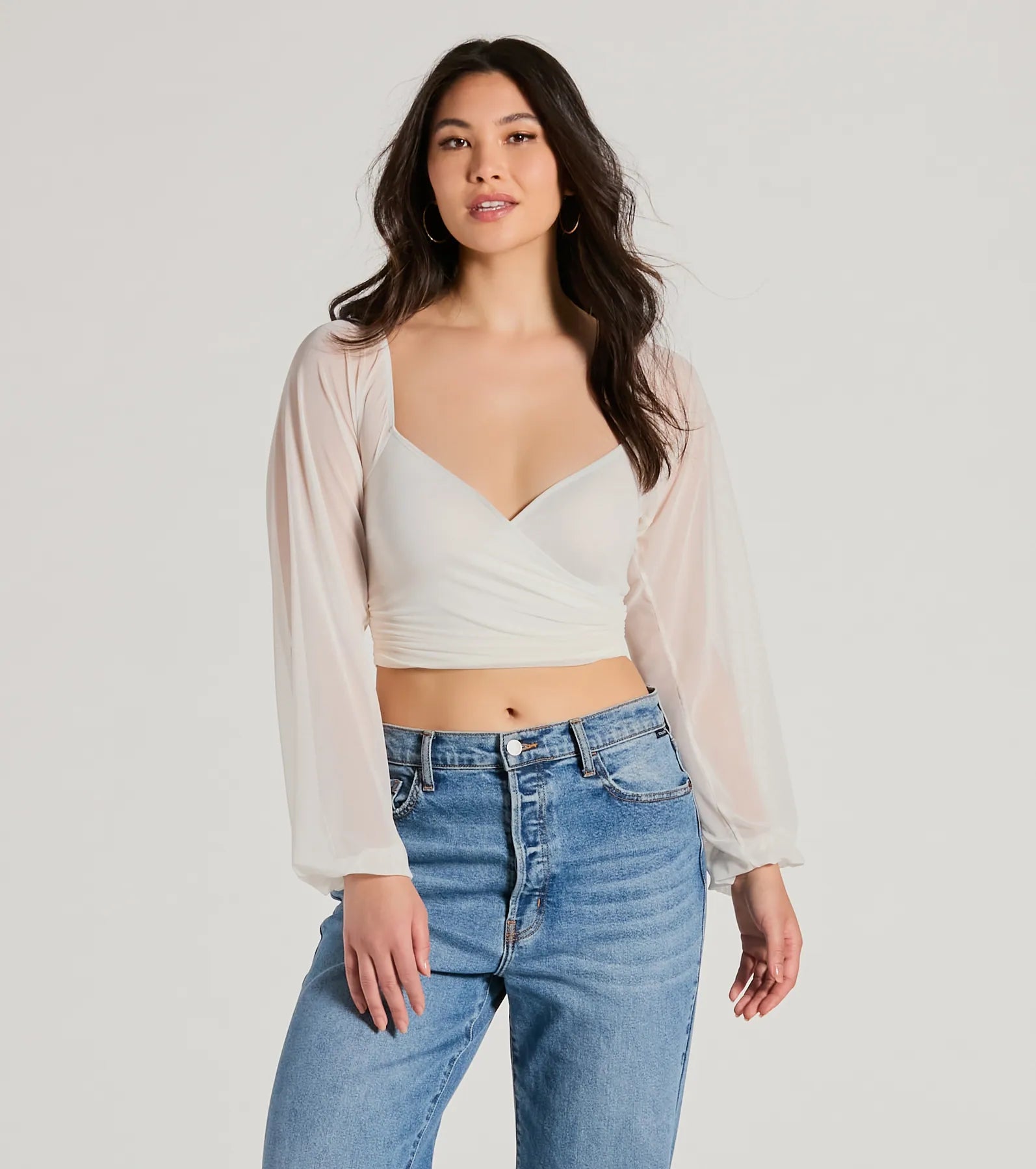 Ahead Of The Trend Surplice V-Neck Crop Top