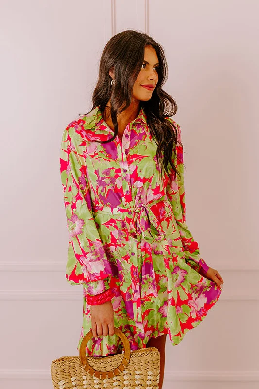 Wearable At Home Or Out Aloha Attire Satin Floral Dress