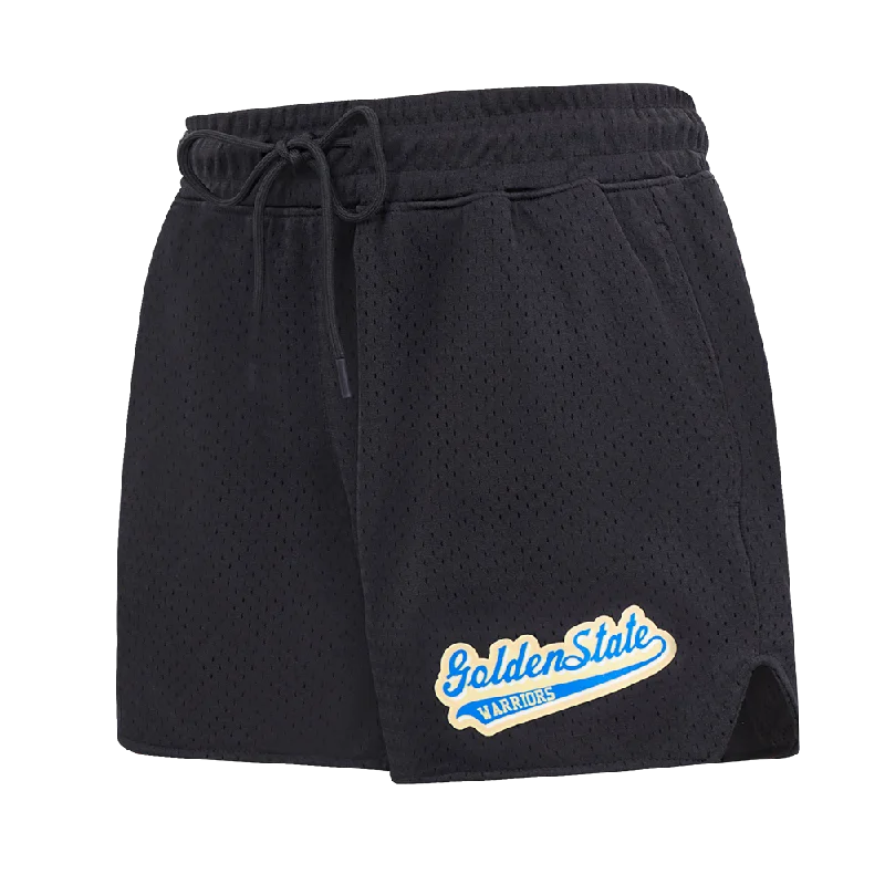 NBA GOLDEN STATE WARRIORS SCRIPT TAIL WOMEN'S MESH SHORT (BLACK)