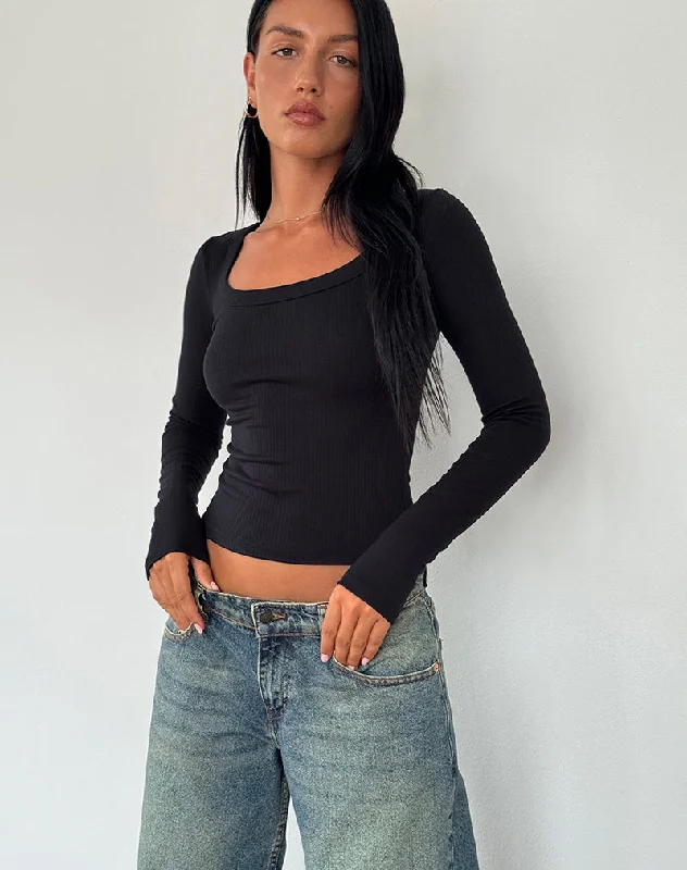 Dressing Tips Binlo Extra Long Sleeve Top in Black