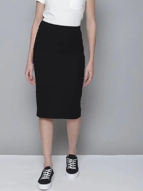 Light Comfort Black Rib Pencil Skirt