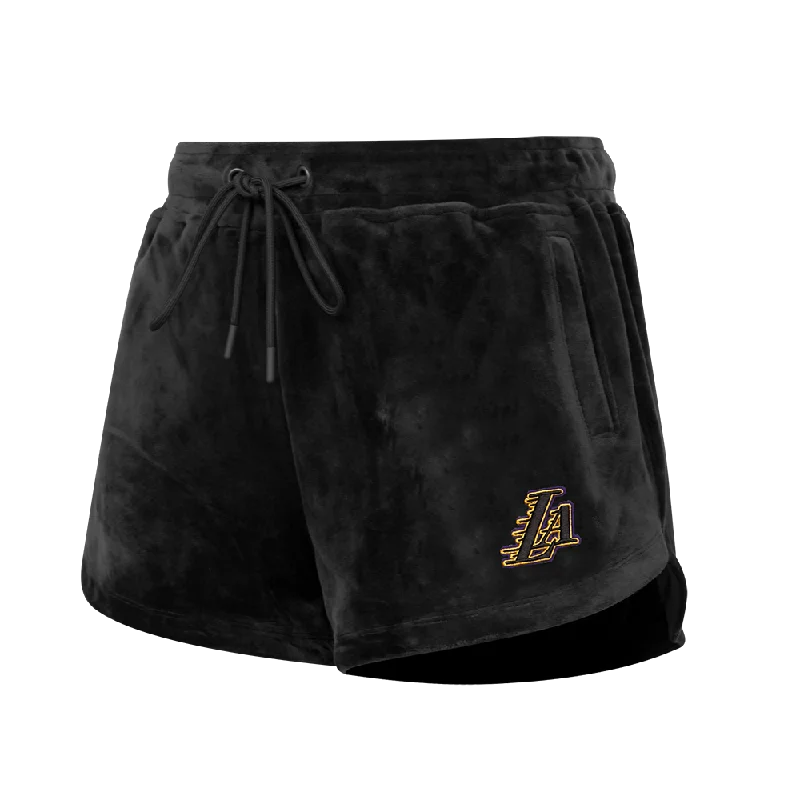 NBA LOS ANGELES LAKERS CLASSIC WOMEN'S VELOUR SHORT (BLACK)