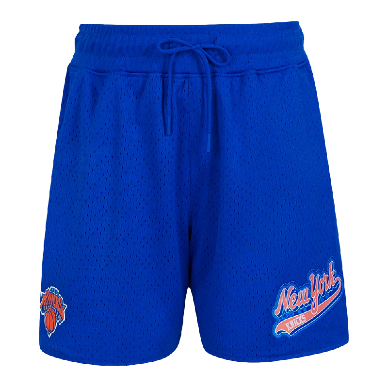 NBA NEW YORK KNICKS SCRIPT TAIL WOMEN'S MESH SHORT (ROYAL BLUE)