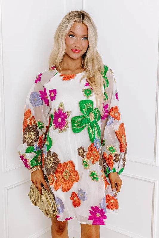 Simple Elegance Brilliant Blooms Jacquard Mini Dress