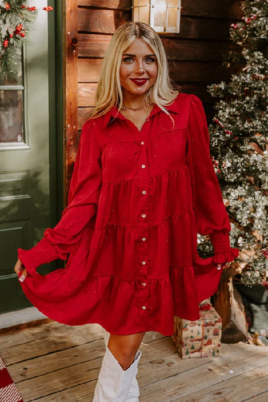 Free And Comfortable Bring The Sparkle Satin Mini Dress in Wine