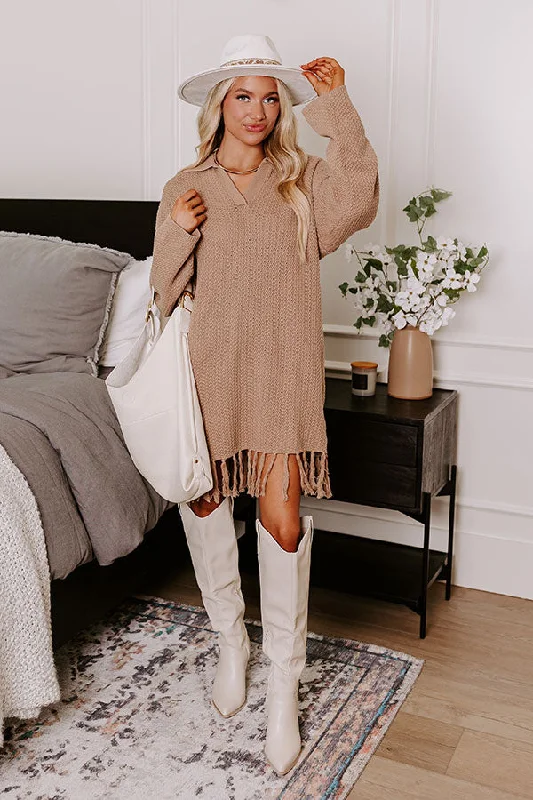 Casual Elegance Brown Sugar Smiles Knit Sweater Dress