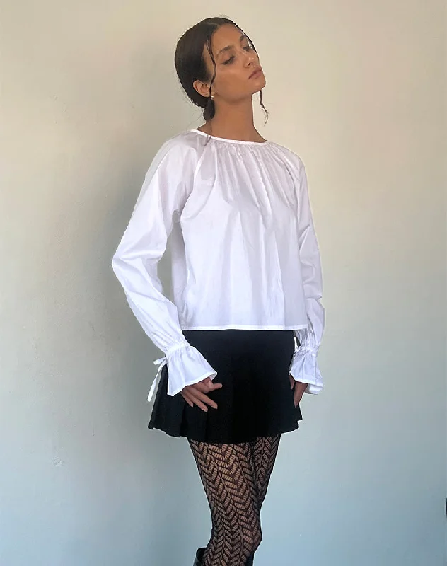 Trendy Casuals Bulila Tie Sleeve Blouse in White Poplin