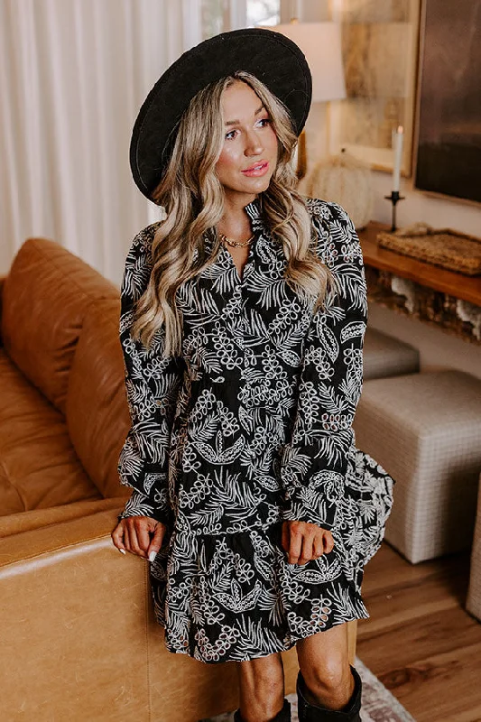 Practical Style Cabernet Sippin' Embroidered Mini Dress