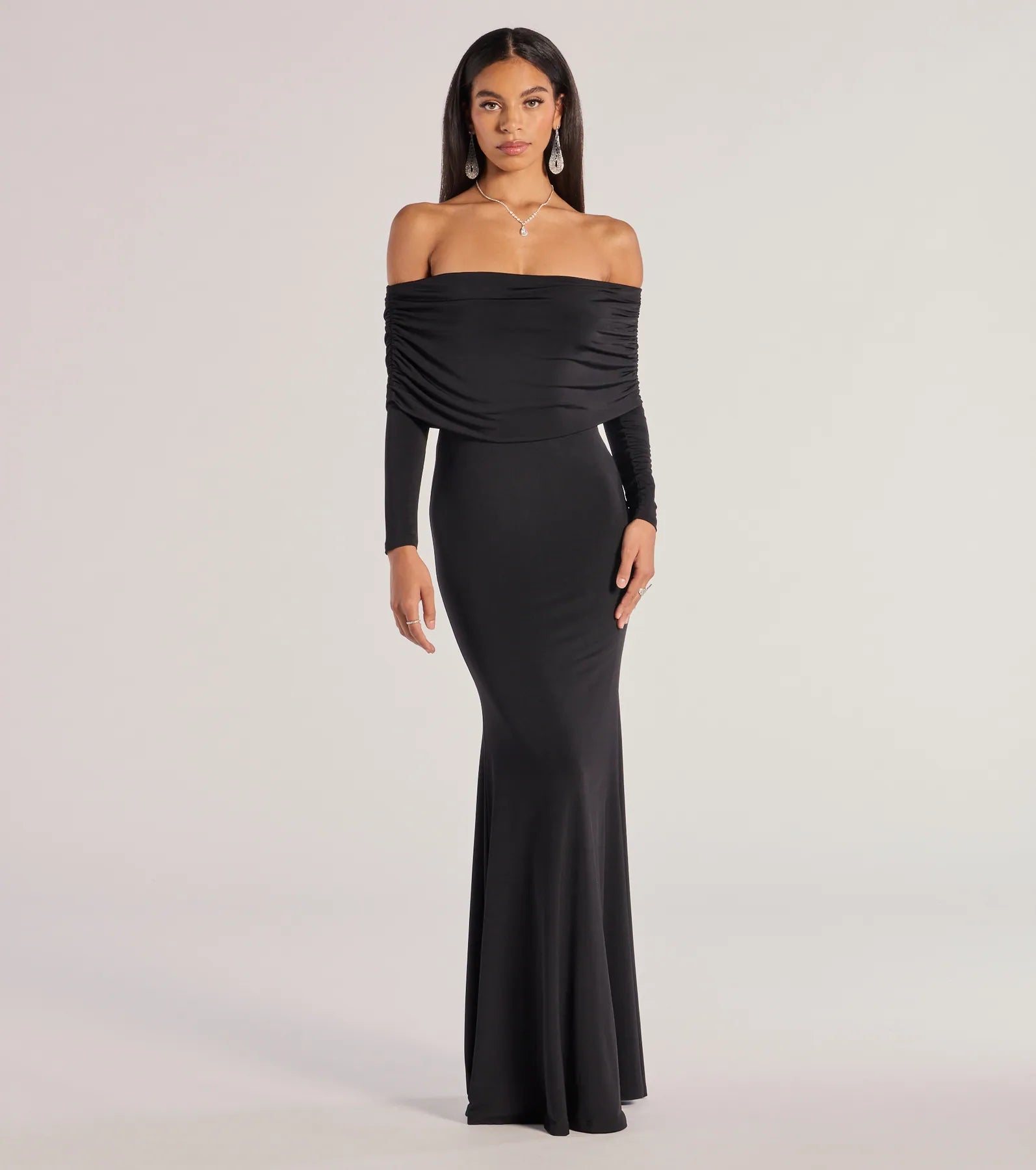 Carmen Off-The-Shoulder Long Sleeve Mermaid Dress