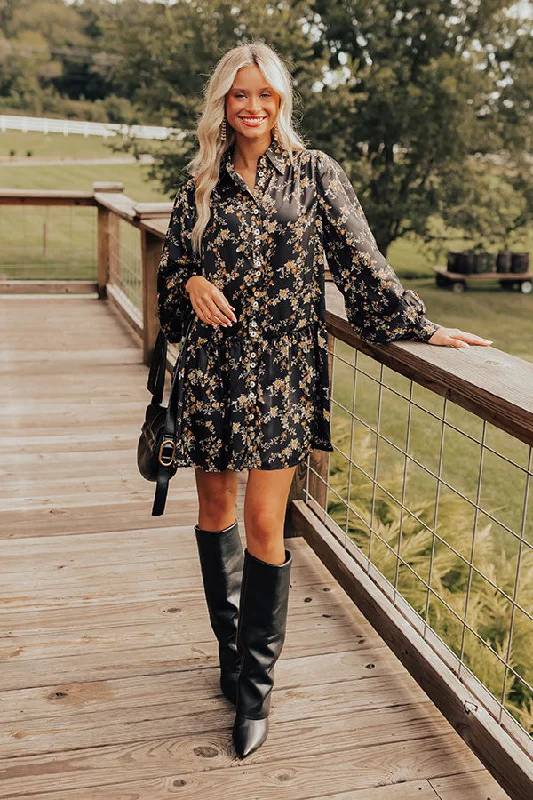 Moisture wicking Chrysanthemum Whisper Button Down Mini Dress