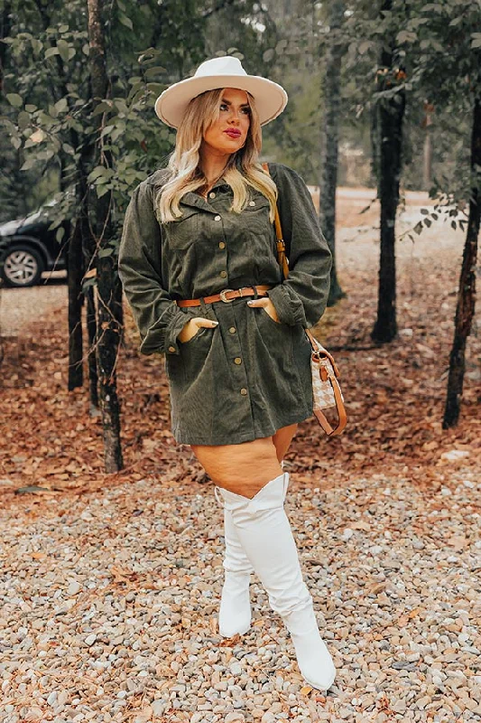 Trendy Casuals Cinnamon Lane Corduroy Mini Dress Curves