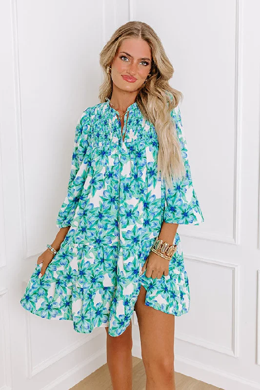 Boutique Recommendation Coastal Cruise Floral Mini Dress in Green