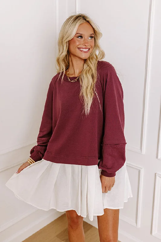 Minimal Style Cool Breeze Mini Dress in Mulled Wine
