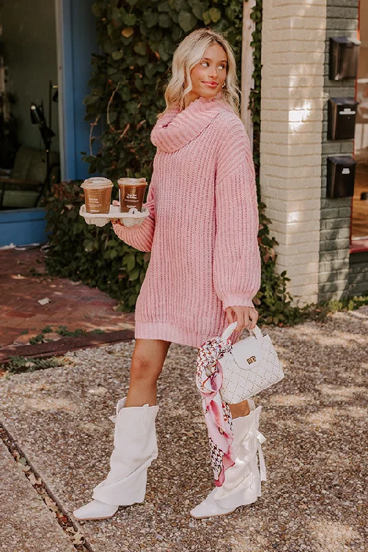 Printed Patterns Espresso Martini Sweater Dress in Pink