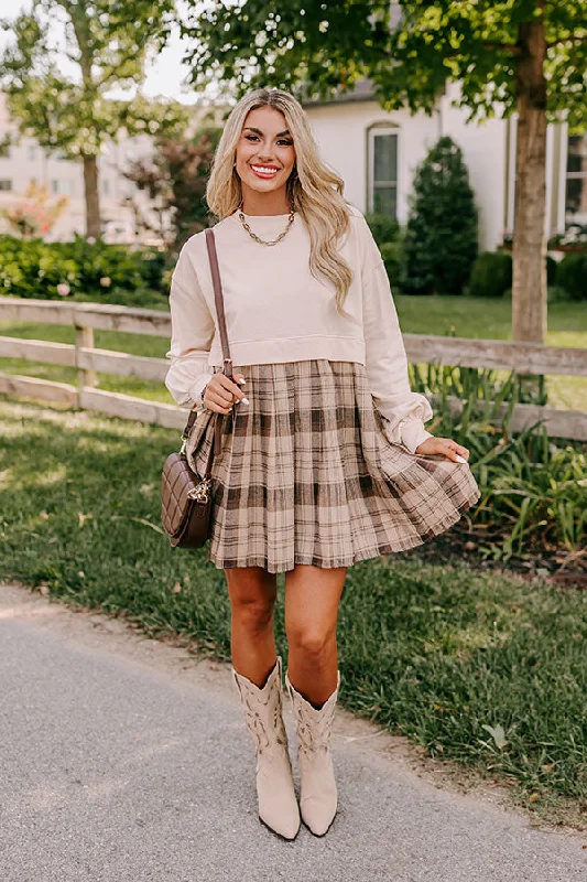 Personalized Outfit Fall Festivities Plaid Mini Dress in French Vanilla