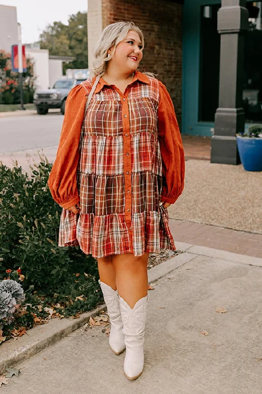 Light Fit Fall Vibes Plaid Mini Dress Curves