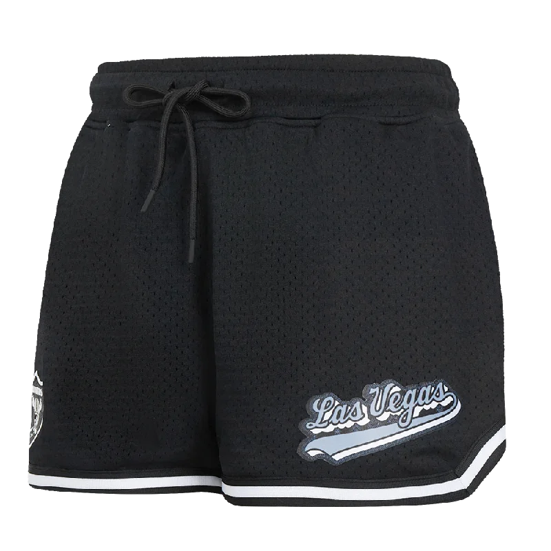 NFL LAS VEGAS RAIDERS SCRIPT TAIL WOMEN'S MESH TAPE SHORT (BLACK)