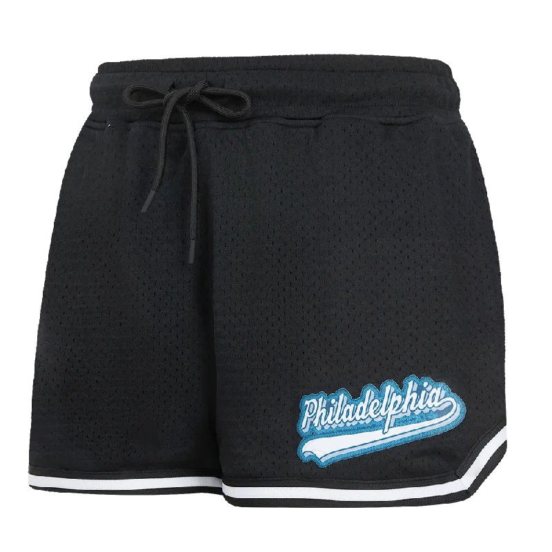 NFL PHILADELPHIA EAGLES SCRIPT TAIL WOMEN'S MESH TAPE SHORT (BLACK)