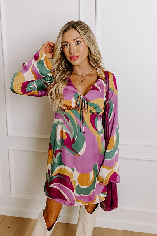 Comfortable And Versatile Groovy Mindset Satin Mini Dress