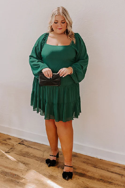 Design Trend Haute Harmony Mini Dress In Hunter Green Curves