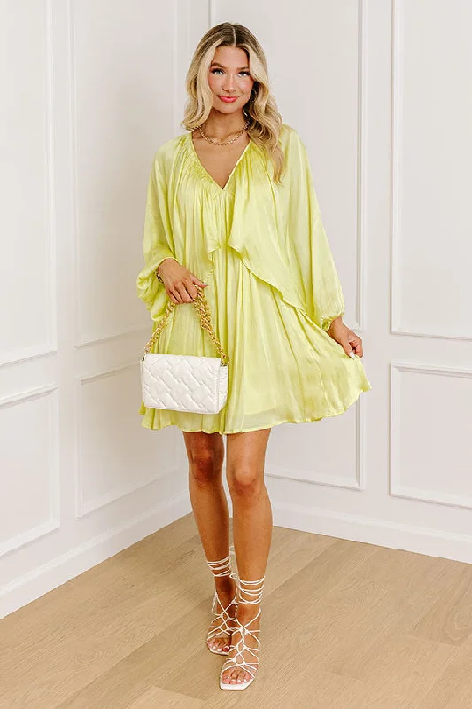 Cozy Lounge Wear Impeccably Dressed Satin Dress In Yellow