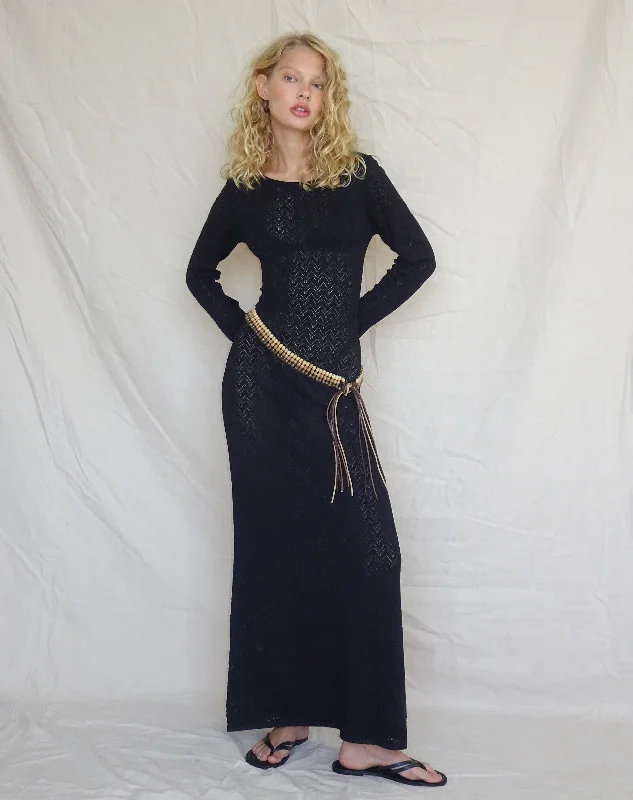 Cozy Chic Wear Jadie Open Back Maxi Dress in Black