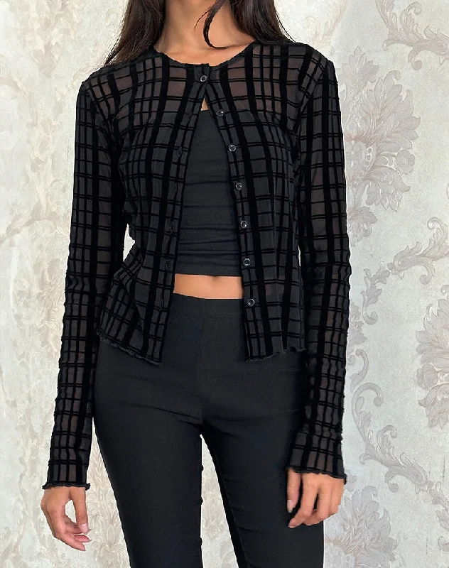 British Fashion Kahula Shirt in Tonal Check Flock Black