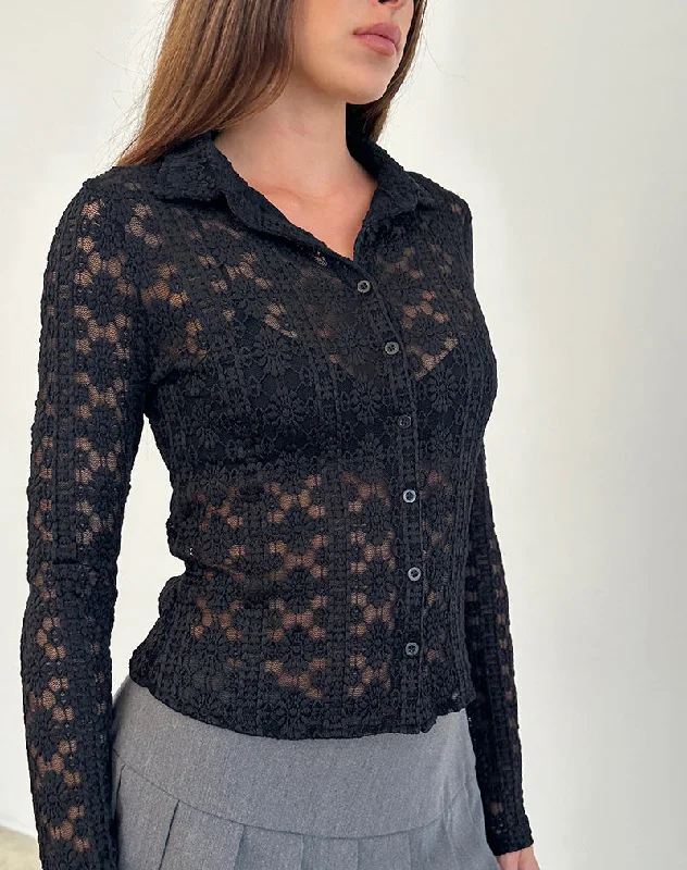 Comfortable Jeans Kenila Shirt in Regal Lace Black