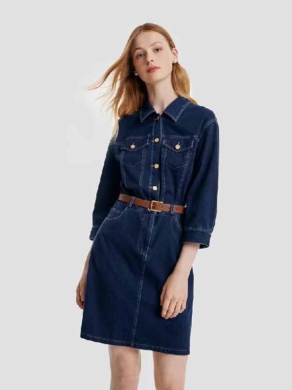 Denim Mini Dress With Belt