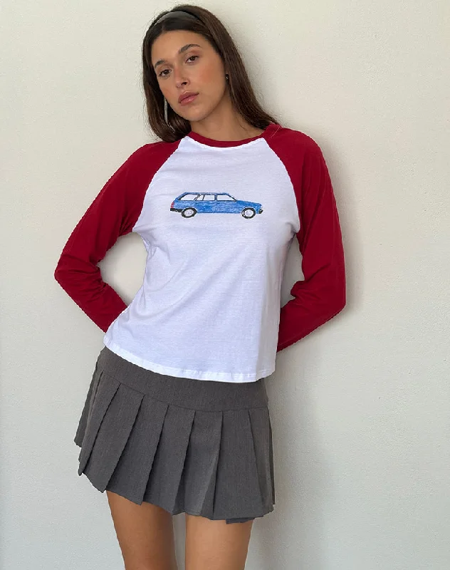 Summer Selection Kyiato Top in Adrenaline Red Car Print