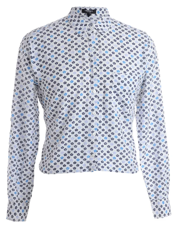 Reworked Claire Cropped Long Sleeve Printed Shirt - XL