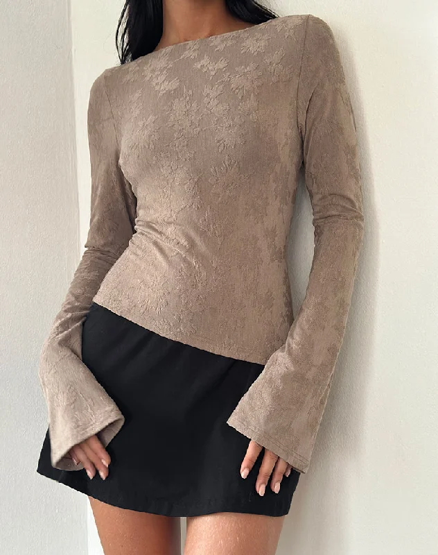 Energy Wear Lunica Long Sleeve Jersey Top in Jacquard Light Taupe