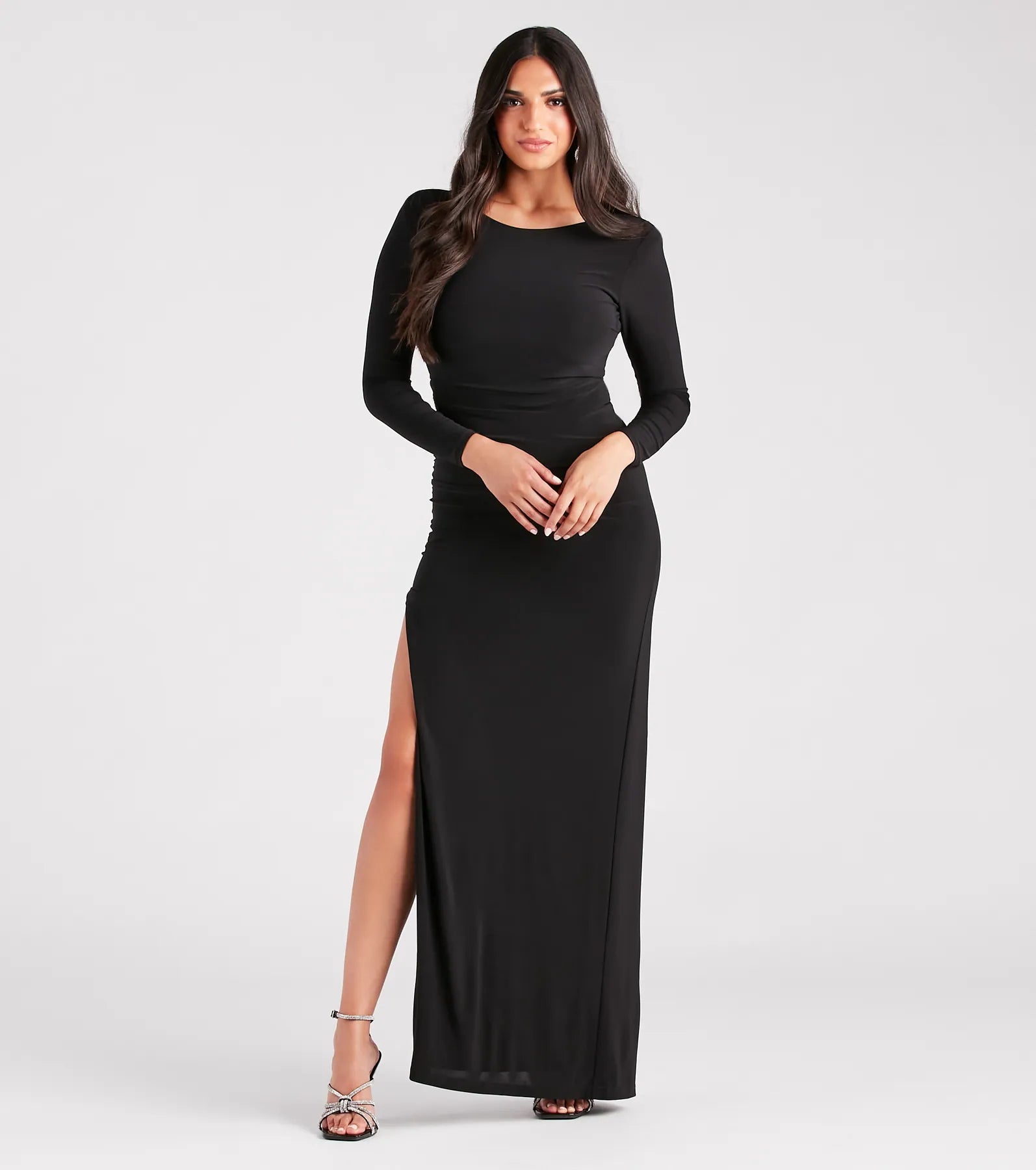 Maddox Formal Open Back Long Sleeve Dress