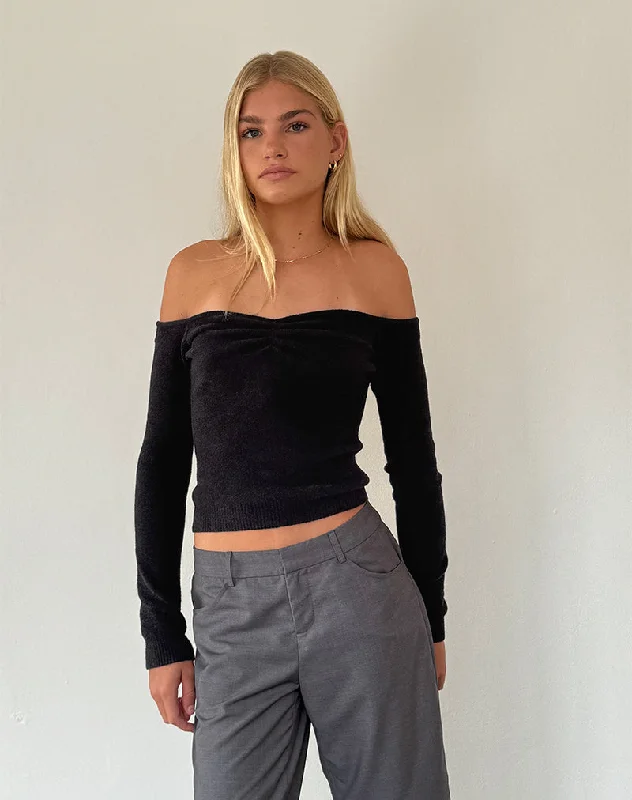 Advanced Design Makena Bardot Jumper in Brushed Black