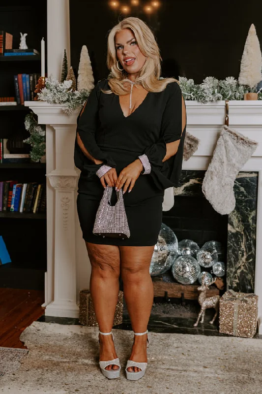 Perfect Tailoring Material Girl Mini Dress in Black Curves
