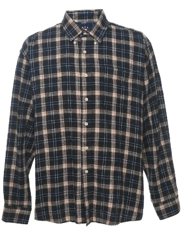 Playful Style Navy Checked Shirt - XL