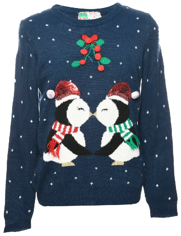 Relaxed And Casual Navy Christmas Jumper - M