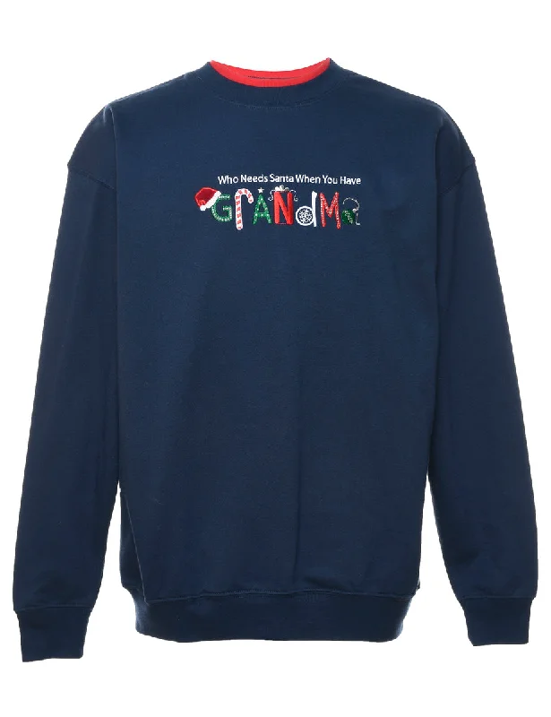 Denim Design Navy Christmas Sweatshirt - L