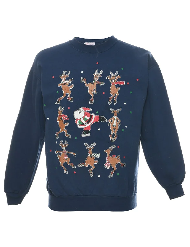 Wearable At Home Or Out Navy Christmas Sweatshirt - M