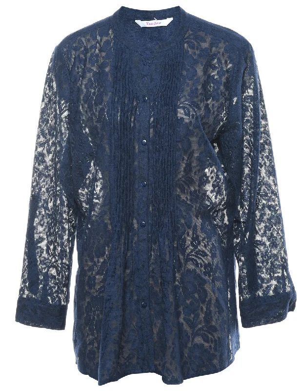 New Design Navy Lace Blouse - XL