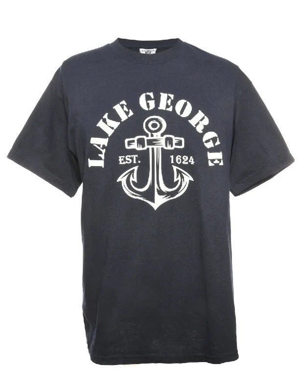 Casual Choice Navy Lake George Lee Printed T-shirt - M