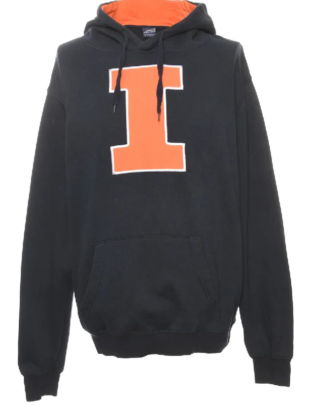 Luxe Comfort Navy Printed Hoodie - XXL