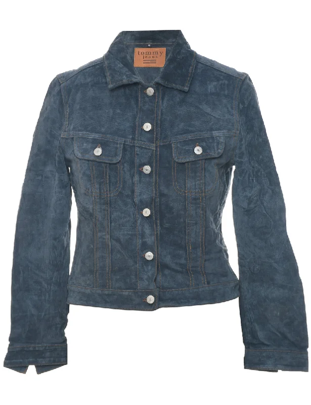 Versatile Style Navy Suede 1990s Jacket - M