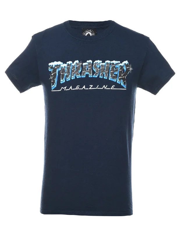 Soft Knitwear Navy Thrasher Printed T-shirt - S
