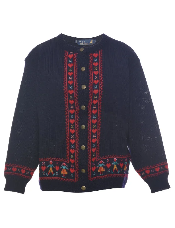 Simple Chic Navy Wool Cardigan - M