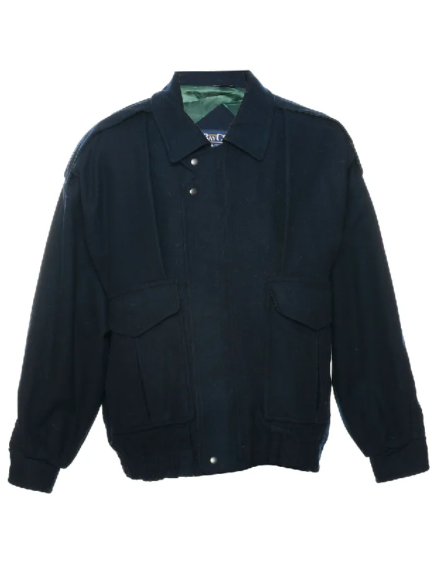 Elegant Dressing Navy Wool Jacket - M