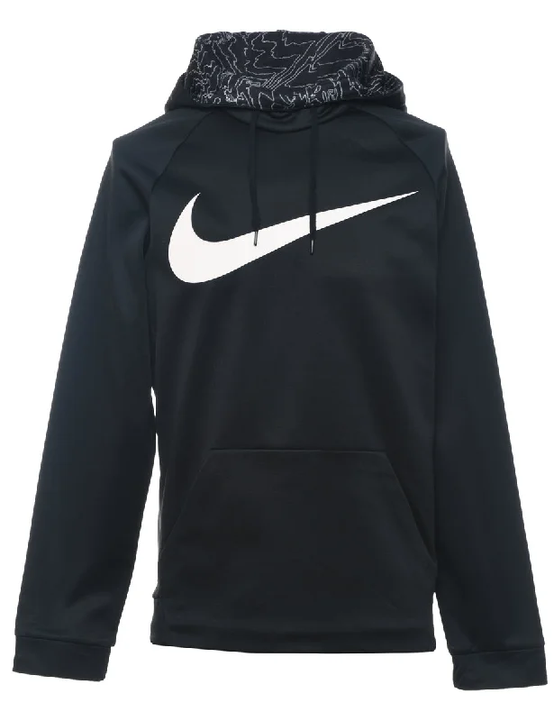 Warm And Comfortable Nike Black Dri-Fit Printed Hoodie - S
