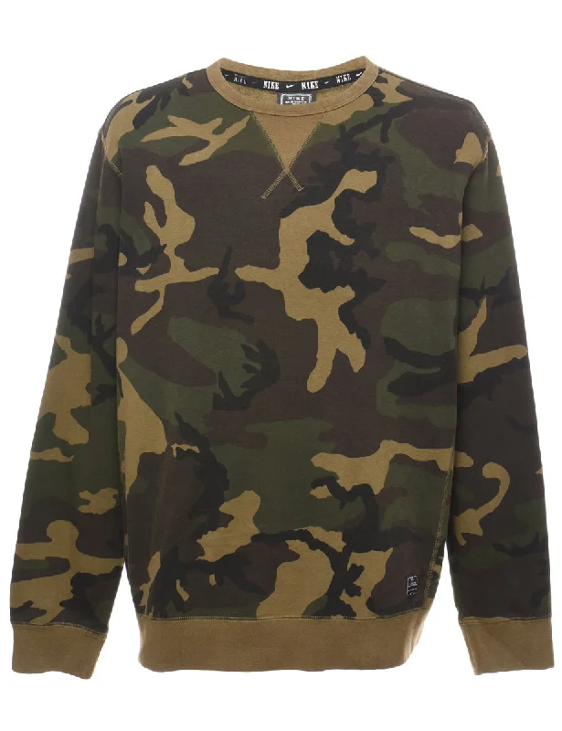 Free And Casual Nike Camouflage Printed Sweatshirt - XL